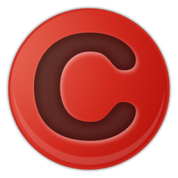 red copyright symbol icon