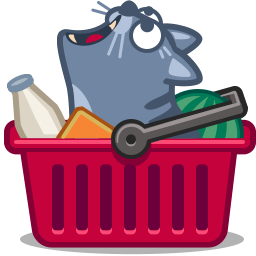 cat in shopping basket icon