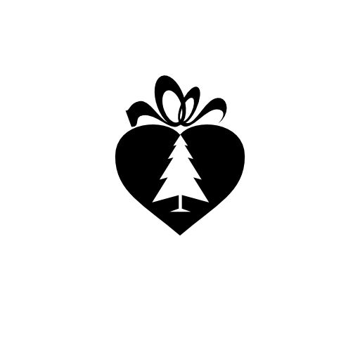 christmas heart shaped gift box icon