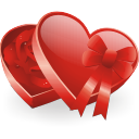 crystal style heart shaped gift box icon