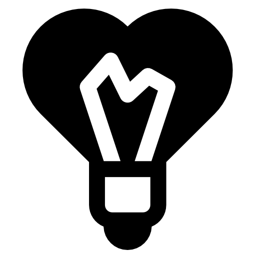 heart shaped light bulb icon
