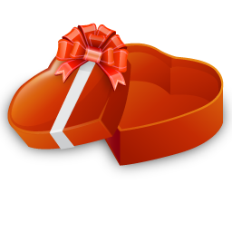 open heart shaped gift box icon