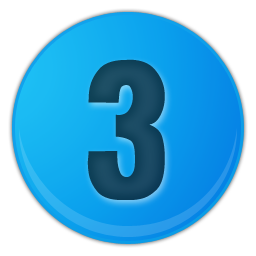sky blue number 3 icon