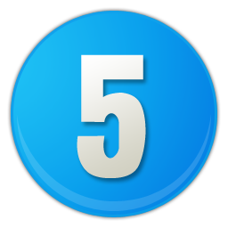 sky blue number 5 icon